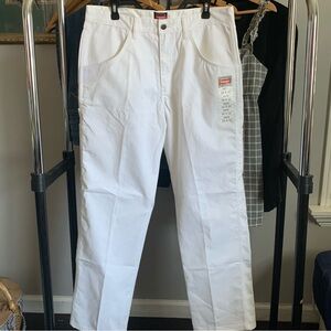 Wrangler White Workwear Painter Pants 34x32 Utility Pockets Straight Leg
